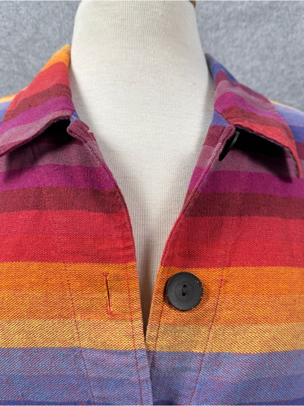 Coldwater Creek Size Small Cotton Linen Blend Striped Multicolor Women’s Jacket - Picture 5 of 14